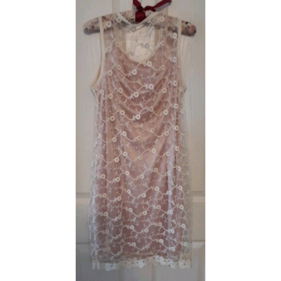Vint. 70s Shana K Large Cottage Core Lined Pink /Mesh Embroidered Midi Dress.B28 - Picture 4 of 5
